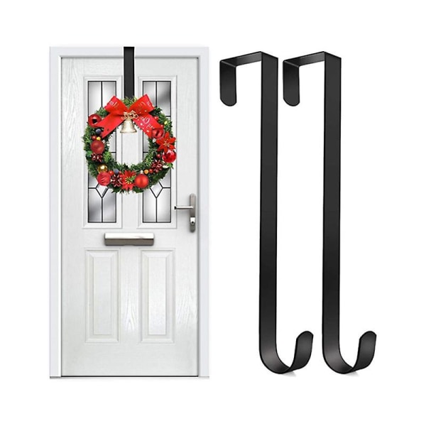Kransbøjle Dørkrog til juledør, 2 stk metal kransholder, kransekrog til hoveddør, julekranskrog over døren krogholder, Wr