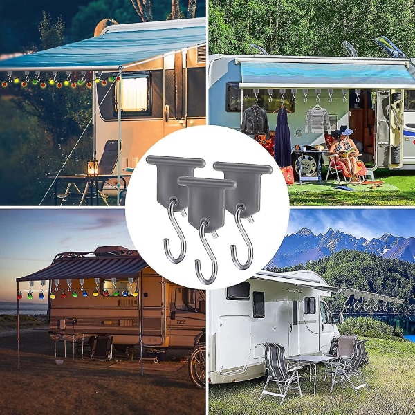 Markisekroge, 12 par Rv markisekrog ophængssæt, camping markisekroge, S-krog rustfrit stål til Keder skinne Keder strimmel tilbehør til Rv campingvogn