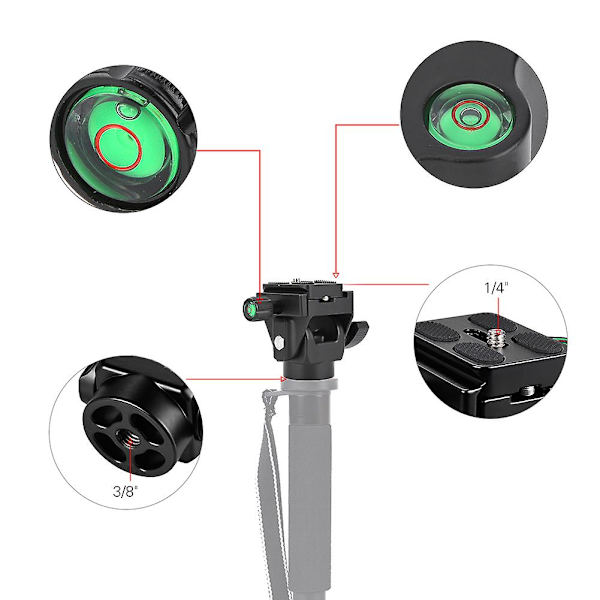 Aluminiumlegering Vd-12 Monopodstativ Tilt Huvud Fågelskådning Kulhuvud Med Snabbfäste