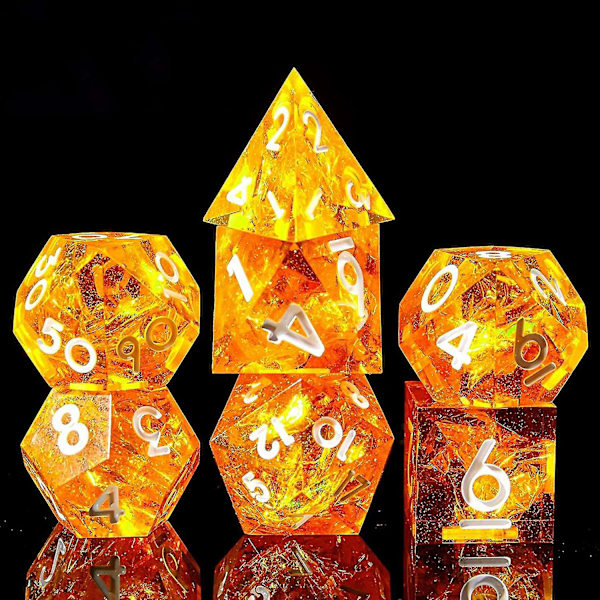 Polyhedrisk Terning Sæt 7 Dele Skarpe Håndlavede Terninger Med Skarpe Kanter Til Rpg Bordspil Pathfinder