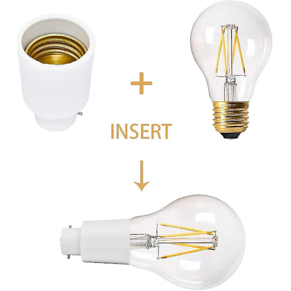 Glödlampsadapter, B22 till E27 sockel glödlampa omvandlare (bajonett till Edison) Energisparande