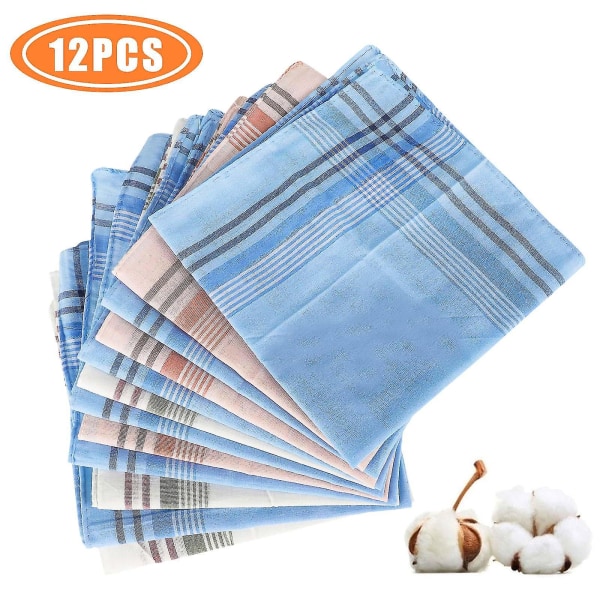 12pcs Handkerchiefs For Men, Soft 100% Cotton Pocket Square,