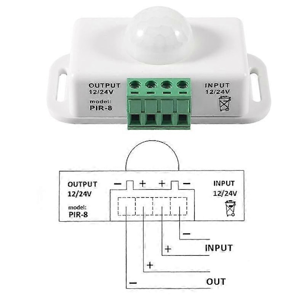 DC 12V/24V 8A Kropps Infraröd PIR Rörelsesensor Strömbrytare LED Ljusremsa Automatisk, PIR Sensor LED Rörelsesensor Strömbrytare