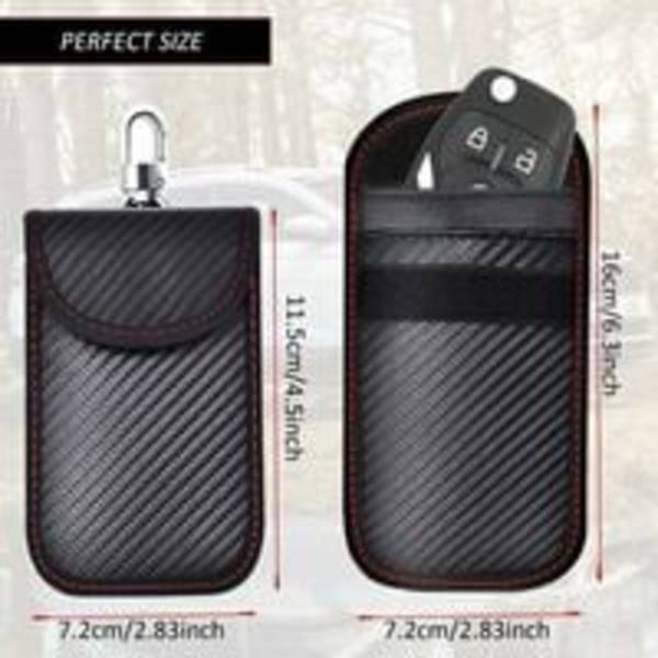 Anti RFID Bilnøgle Etui Signal Blokering Faraday Pung Pose, 2 Pak RFID Signal Blokering Punge til Bilnøgle, Carbon Fiber Anti RFID Beskyttende Etui