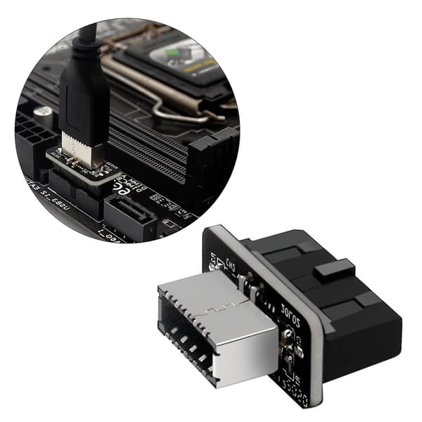 Pystysuora USB 3.0 19p 20p - E-tyypin sovitin emolevylle