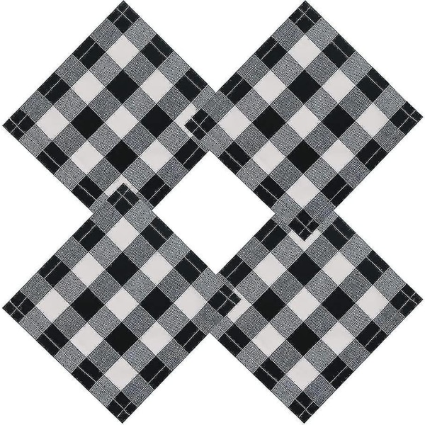 Buffalo Plaid Napkin 12x12inch,set Of 10,black And White Check Napkin