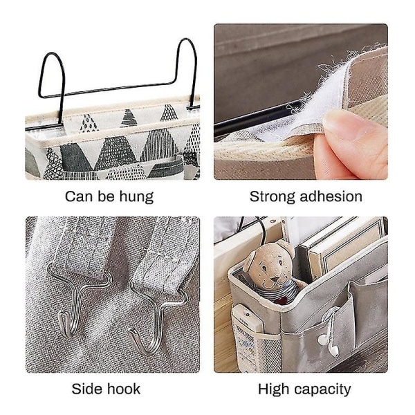Hengende Oppbevaringspose for Sengeside, Lomme-Organiserer, Garderobe-Organiserer, Lerretovertrekk, Soverom, Bad, Magasin-Bærepose, Oppbevaringspose, Organizador-Pouch Ns2