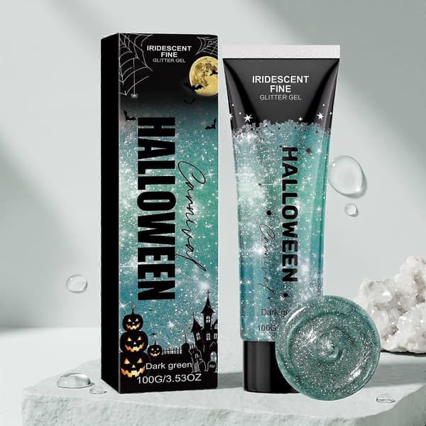Halloween Glitter Gel Dyb Grøn Shimmer Makeup