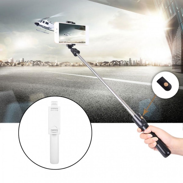 Udtrækkelig 3-i-1 Selfie Stick med Bluetooth-fjernudløser og hvid stativ