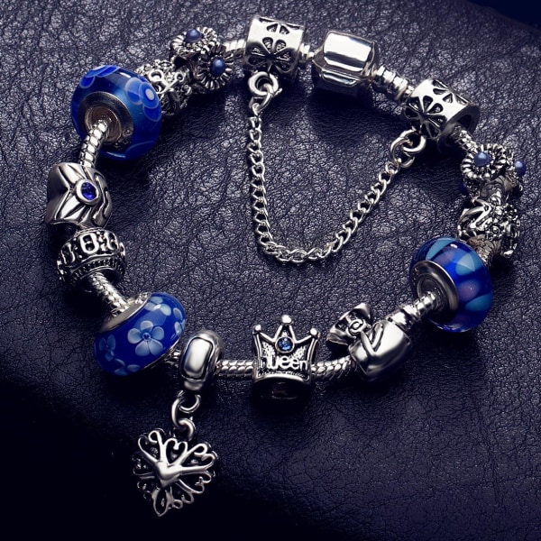 Armband Charm Blomma Glas Säkerhetskedja Present 20cm (Blå) blue 20CM