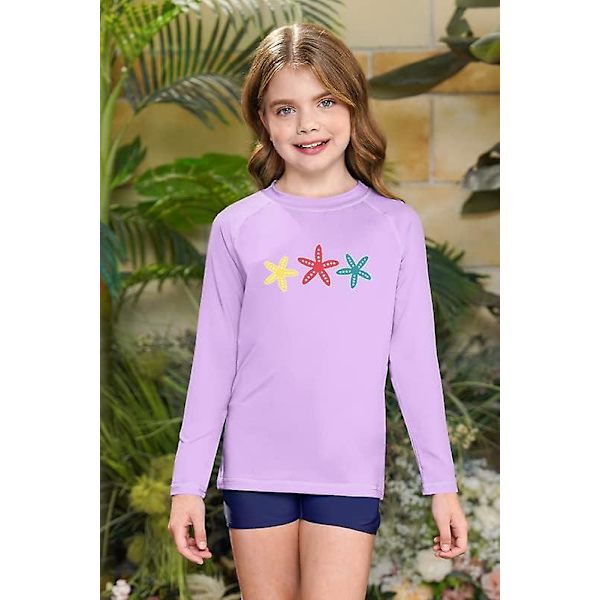 Flickors långärmad rash vest UV-skydd rash top snabbtorkande rash guard 3-12 år