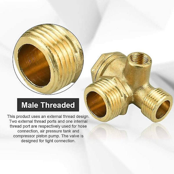 2 stk. Kobber Kompressor Tjekventil 10mm 16mm 20mm Anti-rust Kompressor Tjekventil Anti-slid Kompressor Tjekventil Til Forbindelse Rør Fittings