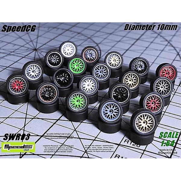 Speedcg 1/64 ABS-hjul med gummidæk Type C Modificerede dele Diameter 10mm Til modelbilracerbil Legetøj Hotwheels Tomica