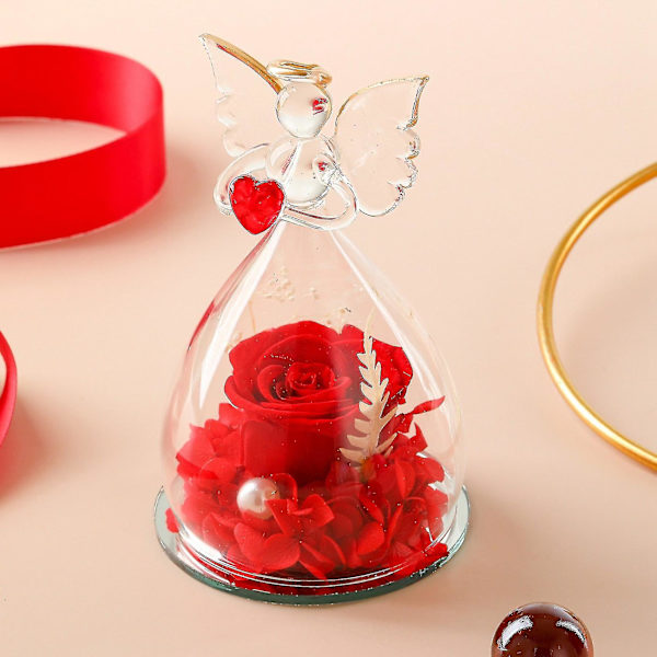 Evig Rose i Engel Glas Cover Evige Blomster Hjem Indretning