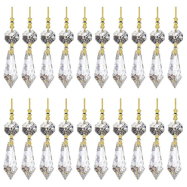 20 stk. Diy Transparent Teardrop Lysekrone Vedhæng Dele Perler, Lysekrone Hængende Dekoration