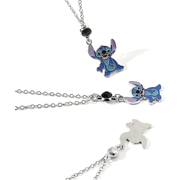 Means Family Stitch nøkkelring - Stitch nøkkelring gavesmykker for kvinner Bracelet+Earrings+Necklace+Keychain