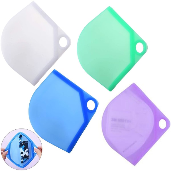 4 Pack Masker Case Mask Förvaring Clip Hållare Face, vikbar silikon
