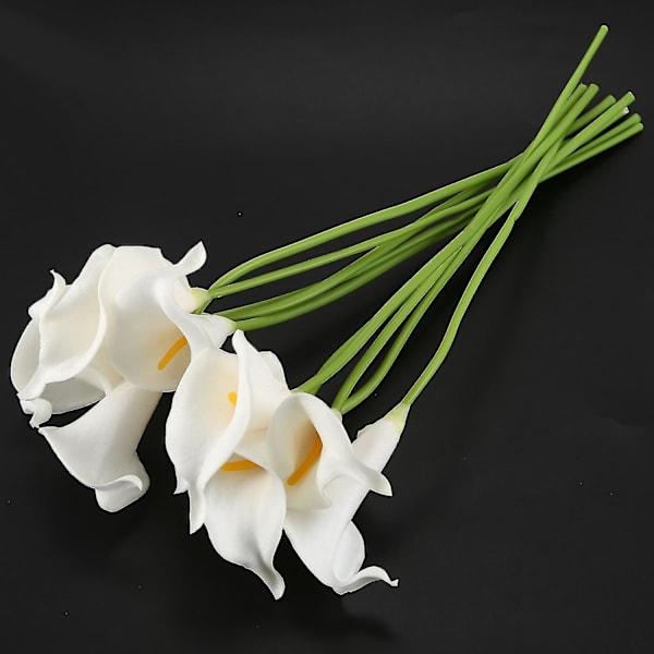 Calla Brudbröllopsbukett 10 Huvud Latex Real Touch Kc51 Vit