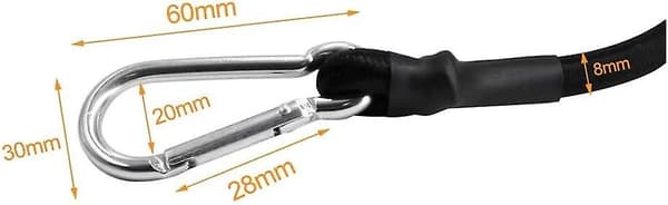 2m bagagerem med krog sorte elastiske stropper med karabinhage 200 cm lange stropper gave