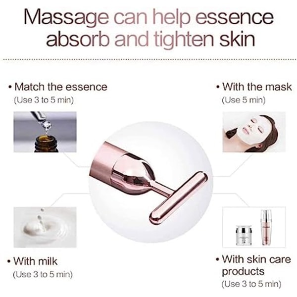 Beauty Bar 24k Golden Pulse Ansigtsmassager, GOODYBUY T-Shape Elektrisk