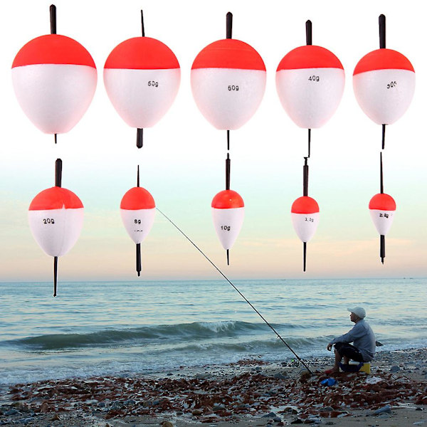 14 st/set Fiske Bobber Kit Eps Skum Oval Flytande Kork Återanvändbar