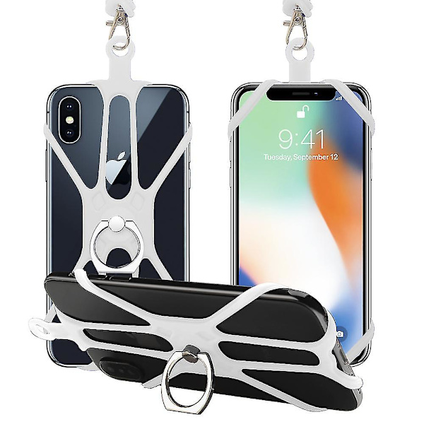 Wekity Universal Telefon Lanyard Holder Og Ring Greb, Silikone Mobiltelefon Lanyard Halsrem Og Telefon Ring Holder Stativ Kompatibel Med De Fleste Smartphones