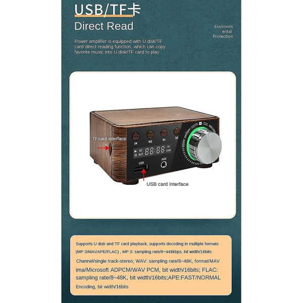 Bt5.0 Digital Amplifier Mini Portable 80wx2 2.0 Stereo Class