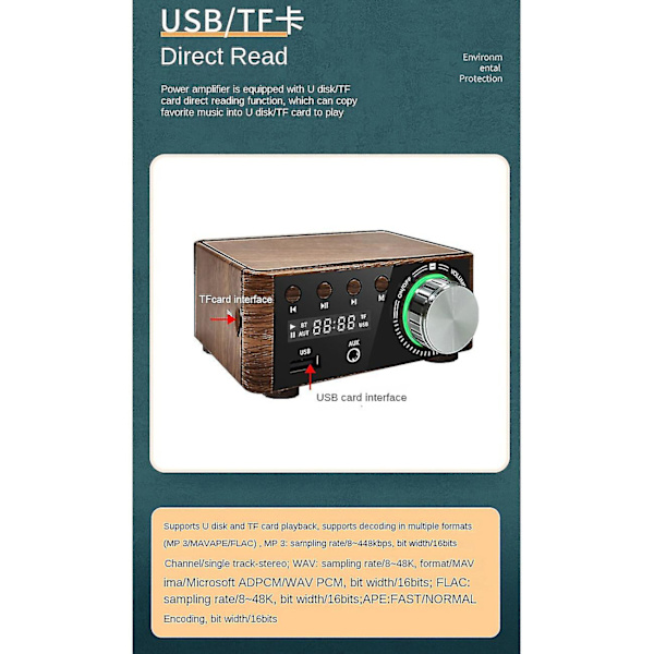 Bt5.0 Digital förstärkare Mini bärbar 80wx2 2.0 Stereo Klass