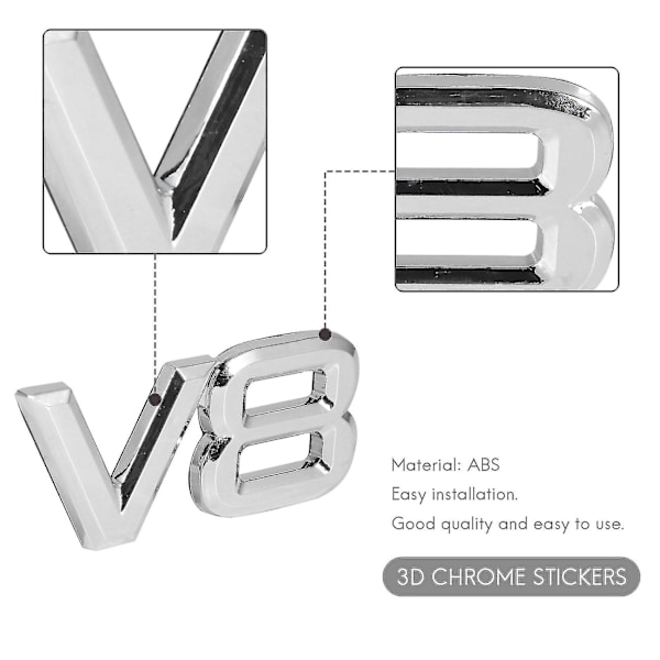 7.5x3.5cm Auto Car V8 Tarrat 3d Kromitarra Merkki Embleemi