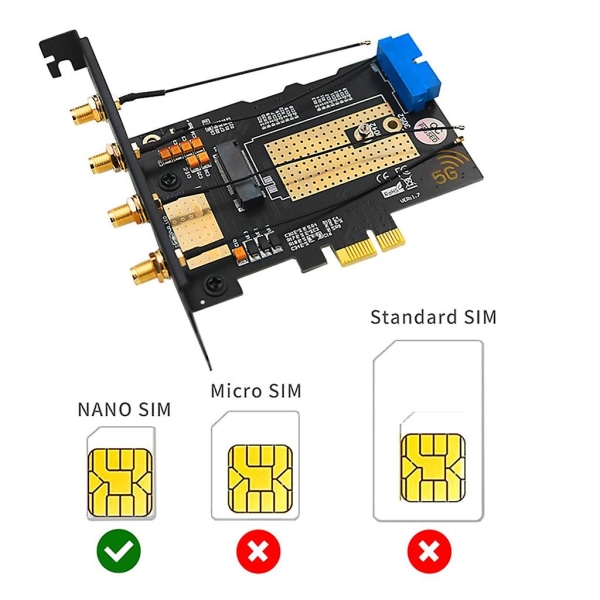 Ny version M.2 B-key Usb3.0 Pcie Dual-bus 5g- Wwan-kort Adapter Netværkskort
