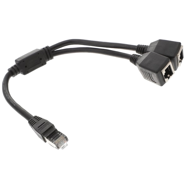 1 st Rj45 Ethernet-kabeladapter splitter 1 hane till 2 honportar LAN nätverksplugg 2 i 1 adapter Nätverkstillbehör splitter (svart)