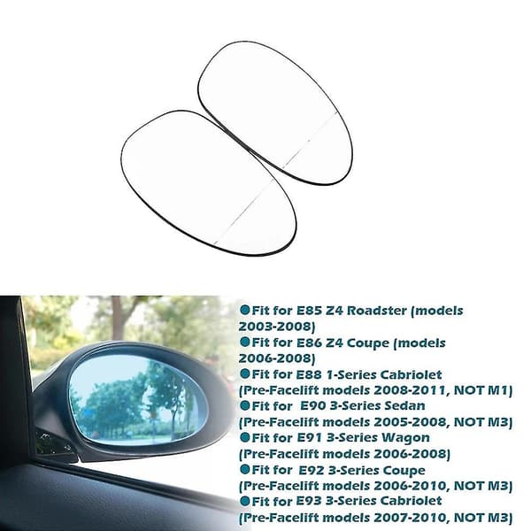 2 stk. Bil Sidespejl Varme Anti-tåge Afrimning Glas Til E92 E91 E93 E90 E87 E88 E82 E81