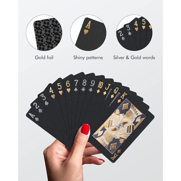 Pokeripelikortit - vedenpitävä muovinen Black Diamond -uutuuspelikortit 54, pelikortit