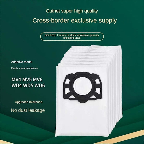 12 stk. støvsugerposerstatning for Kärcher MV4 MV5 MV6 WD4 WD5 WD6 Premium MV4 MV5 MV6 støvsugerpose