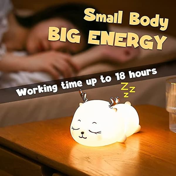 LED Nattlampe for Barn USB Silikon Timer Lys Hvit 152*89*112mm