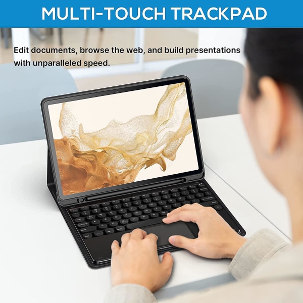 For Samsung Galaxy Tab S7 FE/S7+/S8+ Trådløst Bluetooth-tastaturveske Anti-Fall nettbrettdeksel med To