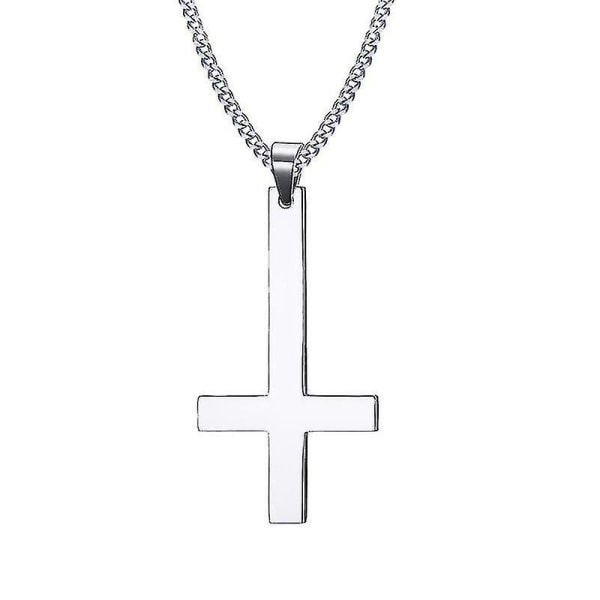 Stainless Steel Upside Down Cross Necklace Inverted Cross Pendant With Chain