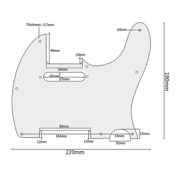 1 st Tl Elektrisk Gitarr Pickguard 8 Håls Metall Scratch Plate