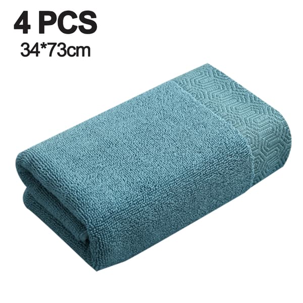 Håndklæde Sæt med 4 Bløde Plys Absorberende Badehåndklæder 100% Bomuld Premium Vaskeklude til Spa Badeværelse 34*73cm Blue