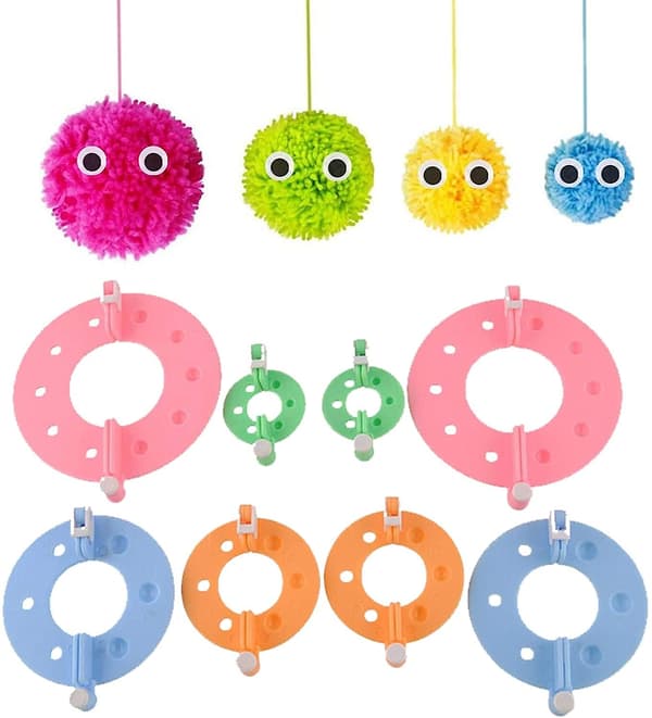 4 stk Ball Weaver Needle Pompom Maker Sets, for barn og voksne