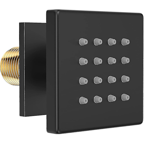 Kvadratiske Dusjstråler, Messing Dusjkroppsspray Massasje Dyser Veggstråler Kan 360 Sving, NPT 1/2 - 1 stk (Matt Svart)