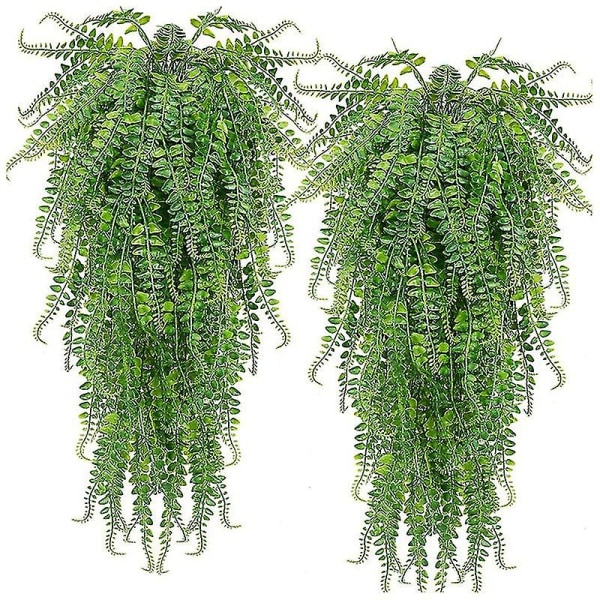 2 stk. Kunstige Hængende Bregner Planter Vine Falsk Ivy Boston Bregne Hængende Plante Udendørs UV-resistent