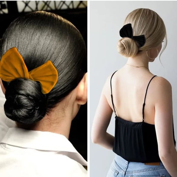 Bolle, Donut Maker, Braider, Donut Hair Tool, Hårstyling, Hårtilbehør, Til tykt eller langt hår, 2-pak (Stil 1) Yellow+black