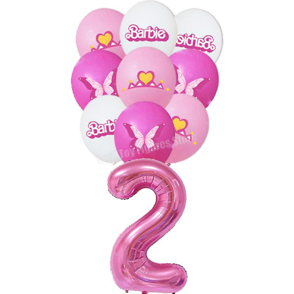 Ny film Barbie Födelsedagsfest Dekor Rosa temafigurer Set Bakgrund Papperstallrik Tissue Serviser Tillbehör Tillbehör balloons-2 19pcs
