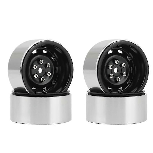 4 stk. 1,9 tommer Metal Beadlock Fælghub til 1/10 RC Crawler Bil Sort