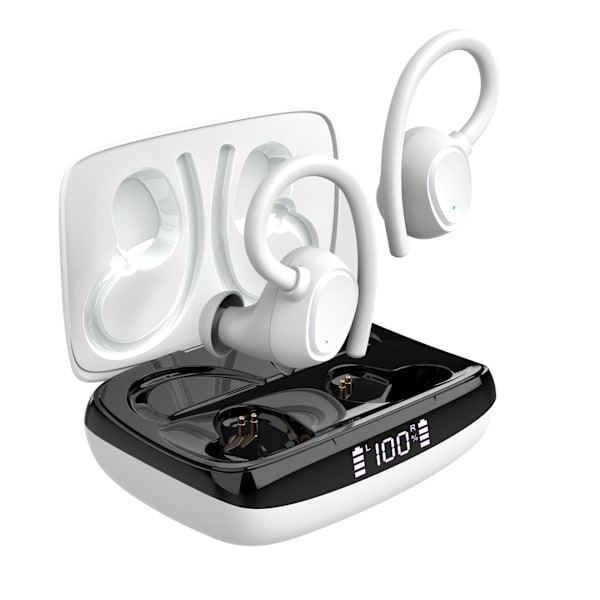Bluetooth-kuulokkeet 5.1, Langattomat urheilukuulokkeet IP7 vedenkestävät Bluetooth-kuulokkeet 48H Hi-Fi stereo kaksinkertaisella mikrofonilla, CVC 8.0 melunvaimennus White