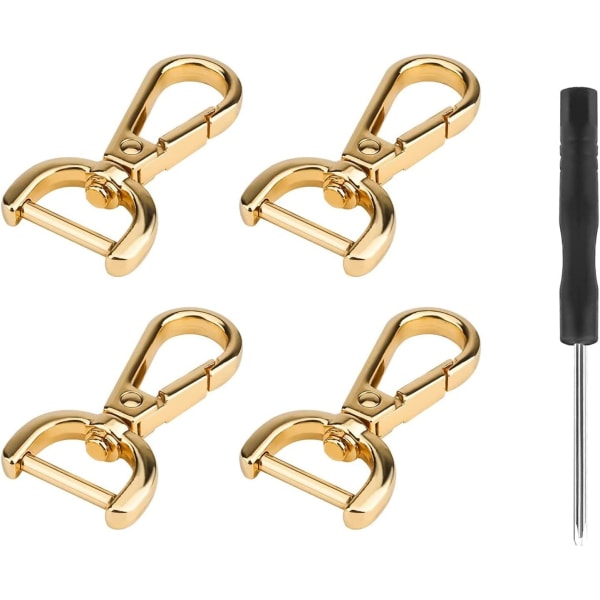Metallsnøre, D-ring festekrok i metall, 4 stk hummerklo spenne, bag D-ring, med liten skrutrekker
