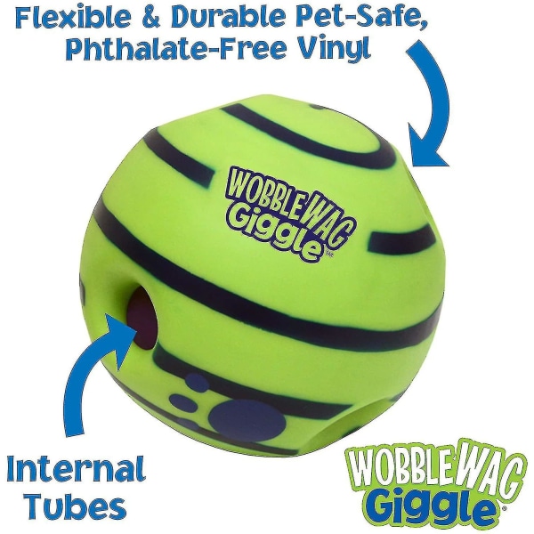 Wobble Wag Giggle Ball, interaktiv hundeleke, morsomme fniselyder, 14 cm