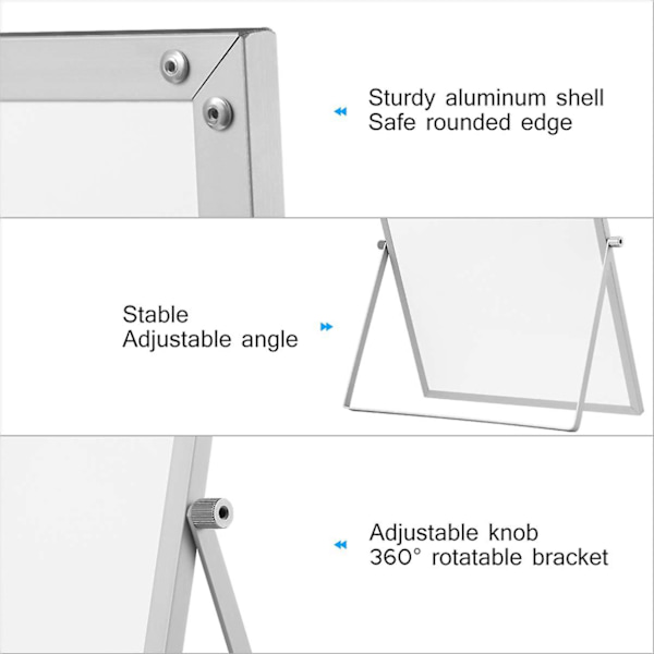 Magnetisk whiteboard med stativ for skrivebord Dobbeltsidig whiteboard-planlegger Påminnelse for skole