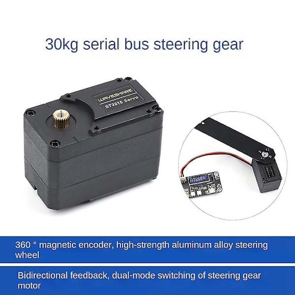 30kg korkea vääntö ohjelmoitava 360 asteen magneettinen kooderi sarjaväylä servo St3215 12v kaksisuuntainen